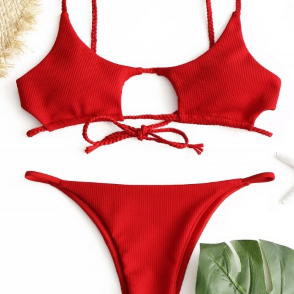 🚫SOLD🚫 ZAFUL Ribbed Braided Cut Out Bikini Set